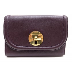 NEUF PORTEFEUILLE SEE BY CHLOE CUIR VIOLET BOITE LEATHER WALLET PURSE 175€