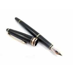  STYLO PLUME MONTBLANC MEISTERSTUCK RESINE NOIRE + ETUI CUIR 