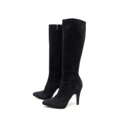 CHAUSSURES PRADA 39.5 IT 40.5 FR BOTTES DAIM NOIR SUEDE PLATFORM BOOTS 1400€