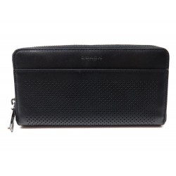 NEUF PORTEFEUILLE COACH F58104 EN ACCORDEON CUIR PERFORE TANNE NOIR WALLET 325€