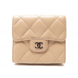 NEUF PORTEFEUILLE CHANEL TIMELESS MATELASSE EN CUIR BEIGE LEATHER WALLET 750€