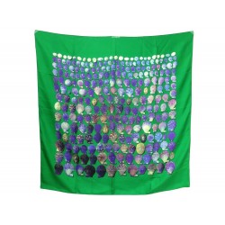 FOULARD HERMES COQUILLAGES EN SOIE VERT CARRE 90 CM SILK SCARF GREEN 350€