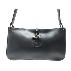 NEUF SAC A MAIN LONGCHAMP ROSEAU CUIR NOIR HAND BAG LEATHER BLACK PURSE 230€