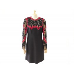 ROBE VALENTINO EN DENTELLE NOIR & ROUGE 44 IT 40 FR 