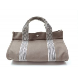 NEUF SAC A MAIN HERMES CANNES PM EN TISSU TAUPE BROWN CANVAS HAND BAG PURSE 800€