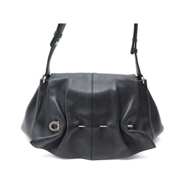 SAC A MAIN SALVATORE FERRAGAMO EN CUIR NOIR BLACK LEATHER HAND BAG PURSE 1000€