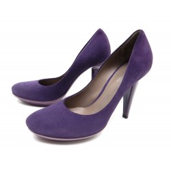 NEUF CHAUSSURES BOTTEGA VENETA 38 ESCARPINS VEAU VELOURS VIOLET + SAC SHOES 540€