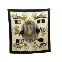 FOULARD HERMES LES VOITURES A TRANSFORMATION LA PERRIERE CARRE SOIE SCARF 350€