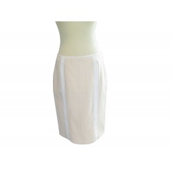 NEUF JUPE LOUIS VUITTON MI LONGUE 42 L EN LAINE SOIE BEIGE WOOL SILK SKIRT 1500€