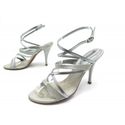 CHAUSSURES LOUIS VUITTON SANDALES A TALONS 37 EN CUIR PYTHON GRIS SANDALS 700€