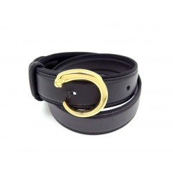 CEINTURE CARTIER BOUCLE PANTHERE T 65 S EN CUIR NOIR BLACK LEATHER BELT 475€