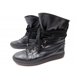  CHAUSSURES CHANEL BOTTINES CUIR NOIR 40 