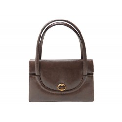 VINTAGE SAC A MAIN GUCCI EN CUIR MARRON HAND BAG + POCHETTE BROWN PURSE 1650€