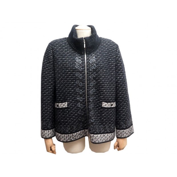 NEUF VESTE CHANEL P39234 XL 50 EN TWEED NOIR & BLANC MANTEAU WOOL JACKET 3500€