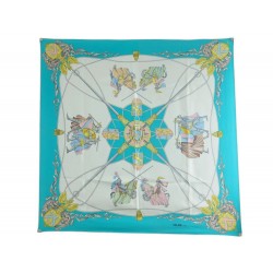 FOULARD CELINE CHEVALIER JOUTE EQUESTRE BLASONS CARRE EN SOIE BLEU SCARF 380€