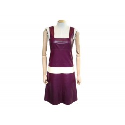 ROBE CHANEL SANS MANCHE M 40 EN CUIR VIOLET BEIGE LEATHER SLEEVELESS DRESS 5000€