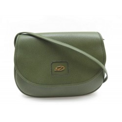 NEUF VINTAGE SAC A MAIN ST DUPONT BANDOULIERE CUIR VERT 