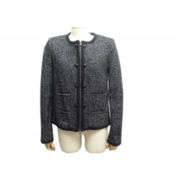 NEUF VESTE COURTE THE KOOPLES COCO FEMME 40 M TWEED GRIS COTON LAINE JACKET 395