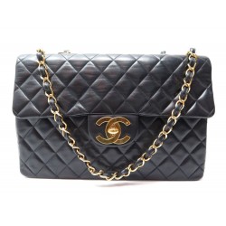 SAC A MAIN CHANEL TIMELESS JUMBO MAXI CLASSIQUE FLAP CUIR NOIR MATELASSE 5160€