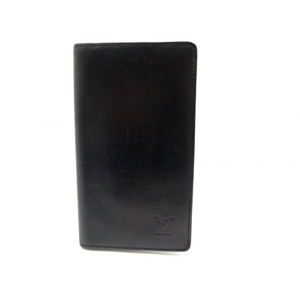 PORTEFEUILLE LOUIS VUITTON LONG VERTICAL EN CUIR NOIR LEATHER BILLFOLD 410€