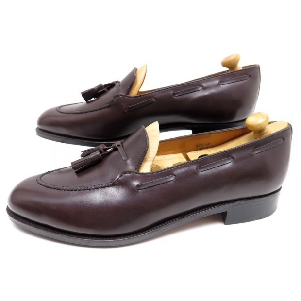 NEUF CHAUSSURES JM WESTON 173 8.5E 42.5 MOCASSINS A PAMPILLES CUIR MARRON 840€