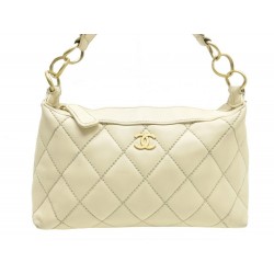 SAC A MAIN CHANEL HOBO EN CUIR MATELASSE ECRU QUILTED HAND BAG PURSE 2000€