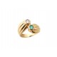 BAGUE T 52 EN OR JAUNE 18K 5.6GR SERTIE DIAMANT 0.11CT & EMERAUDE 0.11CT RING