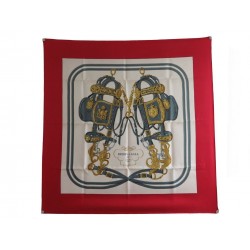 FOULARD HERMES BRIDES DE GALA GRYGKAR CARRE EN SOIE ROUGE RED SILK SCARF 350€