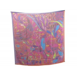 NEUF FOULARD HERMES MILLEFLEURS DU MEXIQUE CARRE 140 EN MOUSSELINE DE SOIE 780€