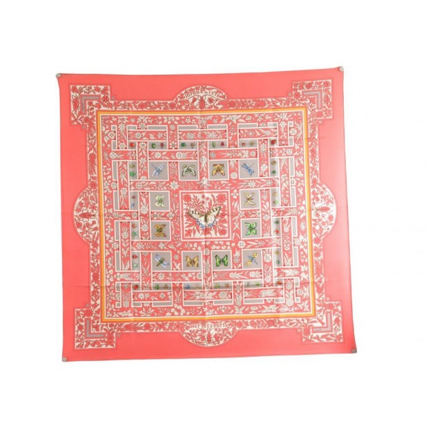 FOULARD HERMES JOYAUX DE L'ETE DE JACQUELOT CARRE EN SOIE ROSE SILK SCARF 350€