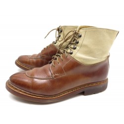 CHAUSSURES HESCHUNG GINKGO 6 38.5 BOTTILLONS TOILE CUIR MARRON BOOTS SHOES 480€