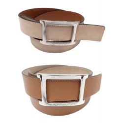 CEINTURE REVERSIBLE BVLGARI BULGARI 70 CUIR GOLD BEIGE BOUCLE PALLADIE BELT 320€