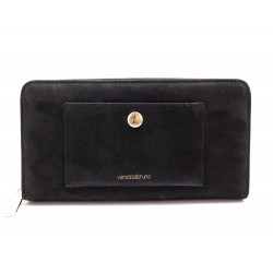 NEUF PORTEFEUILLE VANESSA BRUNO ECLIPSE CUIR VACHETTE NOIR MONNAIE BILLFOLD 210€