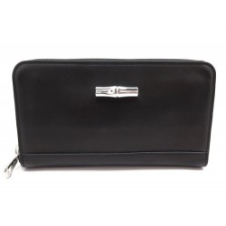 NEUF PORTEFEUILLE LONGCHAMP ROSEAU HERITAGE L3504766001 CUIR NOIR WALLET 290€