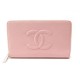 NEUF PORTEFEUILLE CHANEL LOGO CC EN CUIR CAVIAR ROSE MONNAIE PINK WALLET 1050€