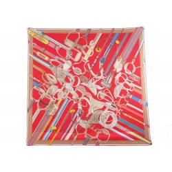 NEUF FOULARD HERMES CONCOURS D'ETRIERS EN SOIE ROUGE CARRE 90 CM SILK SCARF 375€