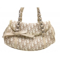 NEUF SAC A MAIN CHRISTIAN DIOR EN TOILE MONOGRAMMEE BEIGE CUIR CANVAS PURSE 690€