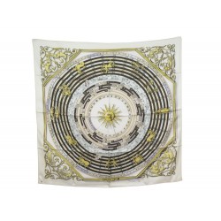 FOULARD HERMES ASTROLOGIE DIES ET HORE FACONNET CARRE EN SOIE BLANC SCARF 350€