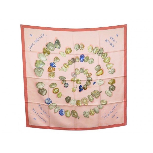 FOULARD HERMES IMPOSE TA CHANCE DAWLAT CARRE EN SOIE ROSE PINK SILK SCARF 350€