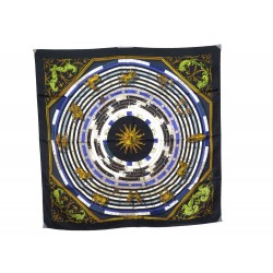 FOULARD HERMES ASTROLOGIE DIES ET HORE FACONNET CARRE EN SOIE NOIR SCARF 350€