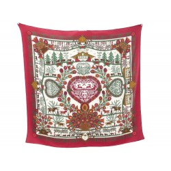 CHALE HERMES DECOUPAGES CARRE 140 CM CACHEMIRE ET SOIE ROUGE SHAWL SILK RED 925€