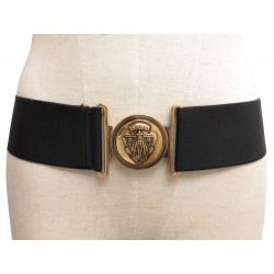 NEUF CEINTURE GUCCI BLASON DORE 186124 T 70 A 90 TOILE ELASTIQUE NOIR BELT 225€