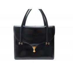 VINTAGE SAC A MAIN HERMES CUIR BOX NOIR 