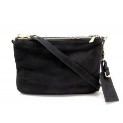 NEUF SAC A MAIN VANESSA BRUNO PETIT SAC LUNE 2 ZIP EN CUIR NOIR BANDOULIERE 360€