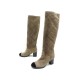 BOTTES CHANEL VEAU VELOURS MATELASSE GRIS 37 