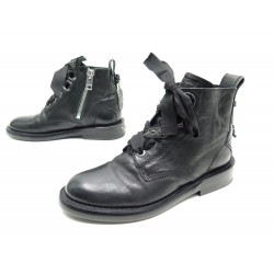 NEUF CHAUSSURES ZADIG & VOLTAIRE LAUREEN ROMA 37 37.5 BOTTINES EN CUIR NOIR 360€