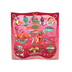 FOULARD HERMES LES FOLIES DU CIEL LOIC DUBIGEON CARRE SOIE ROSE SILK SCARF 350€