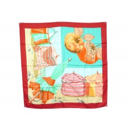 FOULARD HERMES CHARMES DES PLAGES NORMANDES II DUBIGEON CARRE EN SOIE SCARF 350€