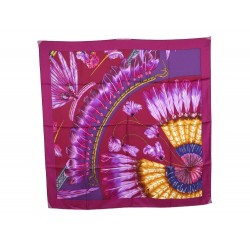 FOULARD HERMES BRAZIL DETAIL BOURTHOUMIEUX CARRE EN SOIE VIOLET SILK SCARF 350€