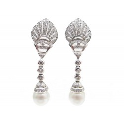 NEUF BOUCLES D'OREILLES EDOUARD NAHUM PAVAGE 170 DIAMANTS 1CT OR BLANC EARRINGS